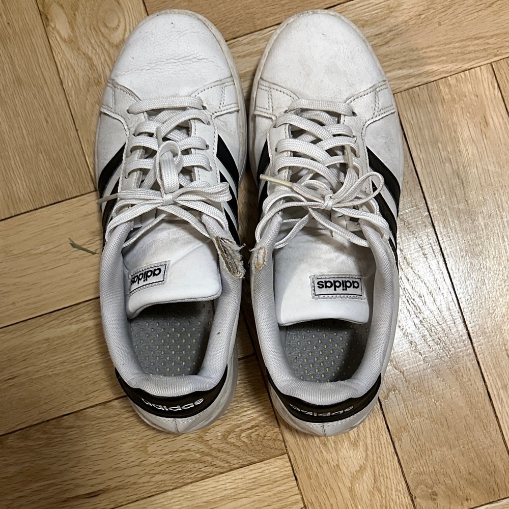 Adidas Men's White Sneakers with Black Stripes